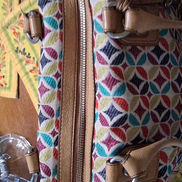 Fossil Multicolor Leaf Pattern Satchel - Picture 9 of 10